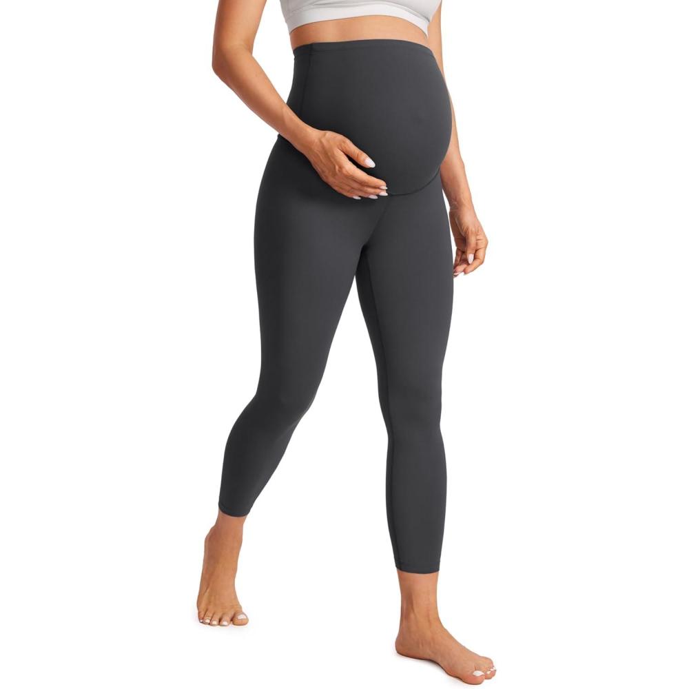 imageCRZ YOGA Butterluxe Maternity Capris Leggings 23quot Over The Belly Workout Active Yoga Womens Pregnancy Crop Pants StretchyMysterious Grey