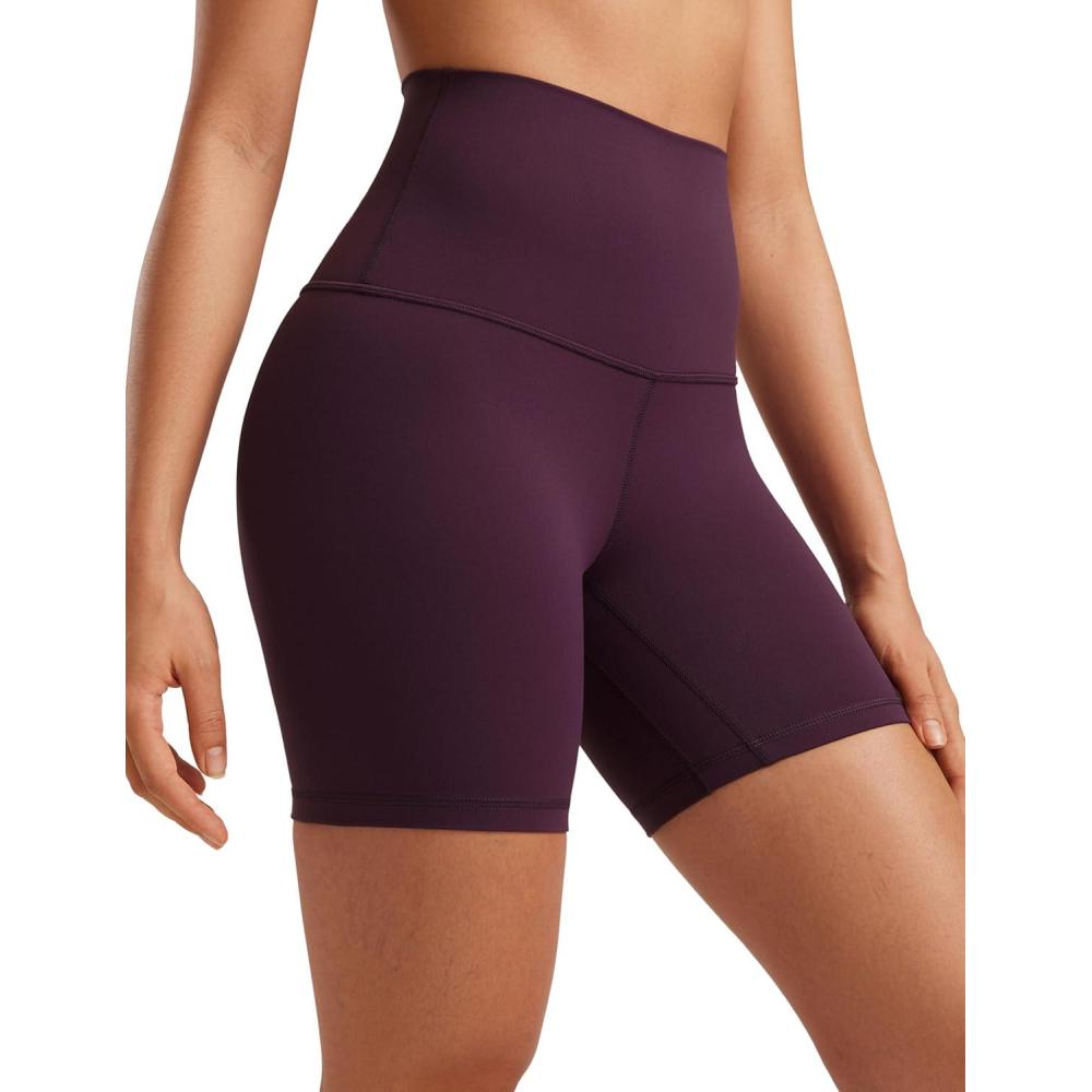 imageCRZ YOGA Butterluxe Super High Waist Biker Shorts 6quot Yoga Workout Womens Buttery Soft Over BellyDeep Purple