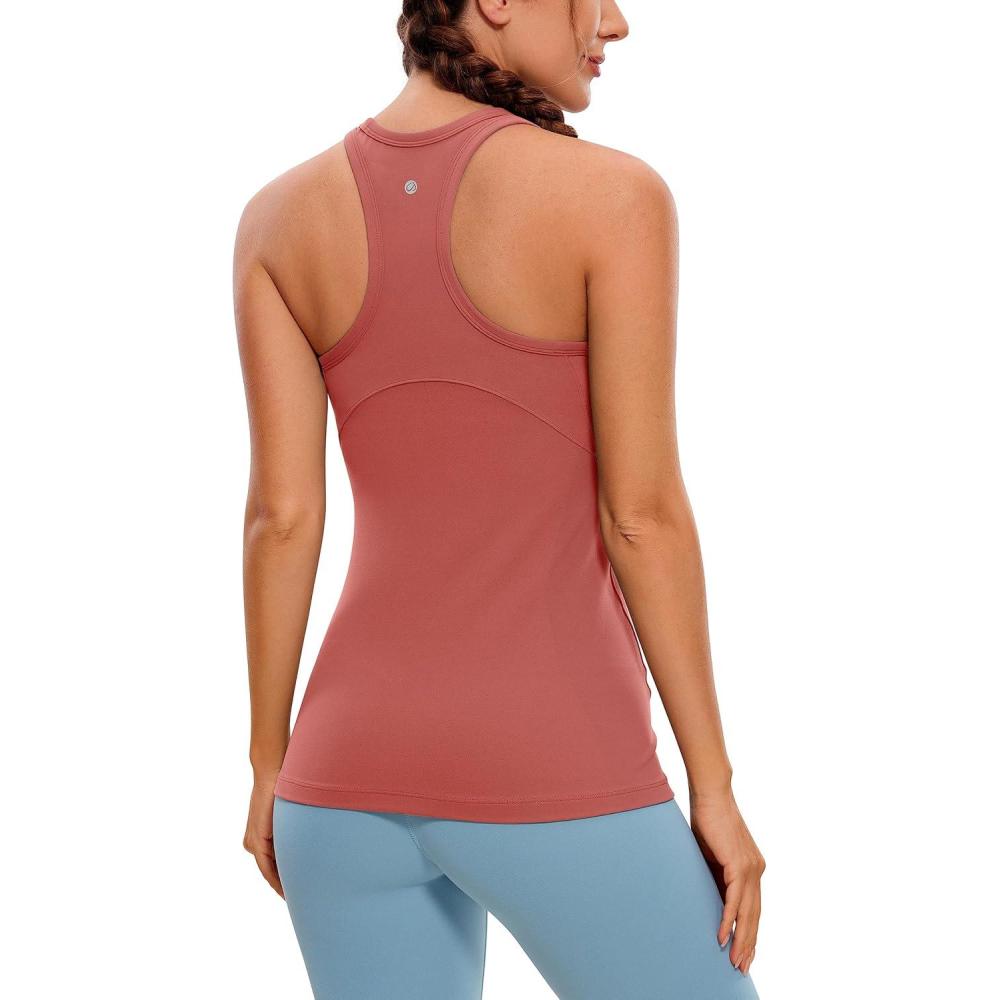 imageCRZ YOGA Butterluxe Womens Workout Racerback Sleeveless Tops High Neck Athletic Camisole Tanks Running Gym Yoga ShirtsBriar Rose