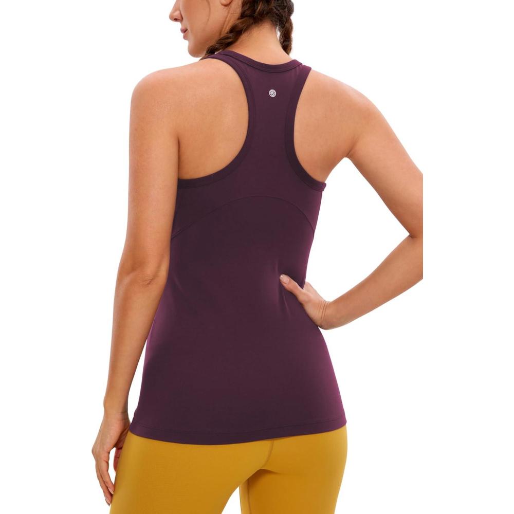 imageCRZ YOGA Butterluxe Womens Workout Racerback Sleeveless Tops High Neck Athletic Camisole Tanks Running Gym Yoga ShirtsDeep Purple