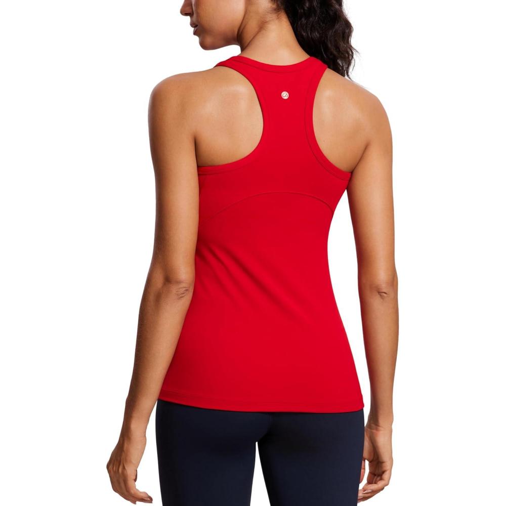 imageCRZ YOGA Butterluxe Womens Workout Racerback Sleeveless Tops High Neck Athletic Camisole Tanks Running Gym Yoga ShirtsRed Chili