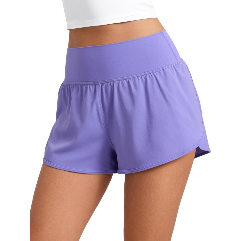 imageCRZ YOGA ButterluxeLight High Waisted Dolphin Shorts for Women 25quot Soft Split for Casual Lounge Athletic Yoga with LinerDark Lavender Purple