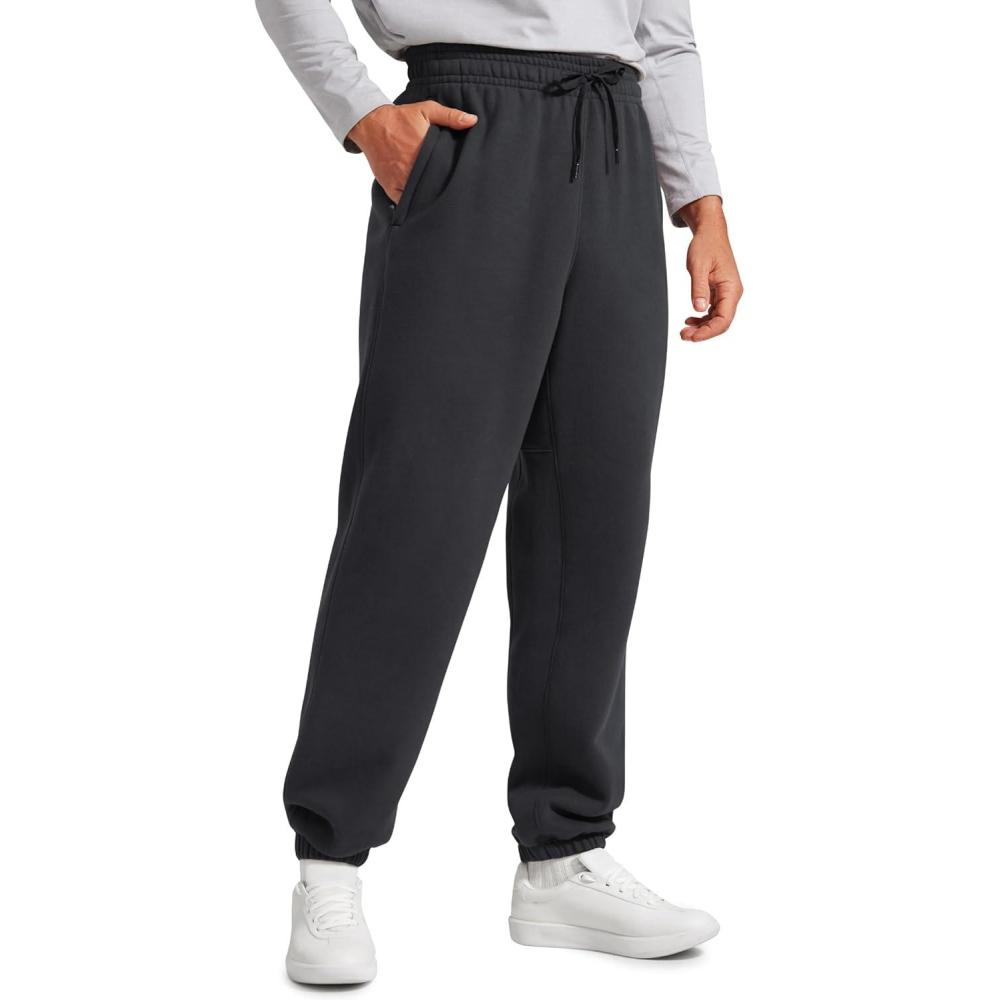 imageCRZ YOGA Cotton Fleece Lined Relaxed Sweatpants for Men 32quot Loose Lounge Casual Bottom Sweat Pants with Zipper PocketMysterious Grey