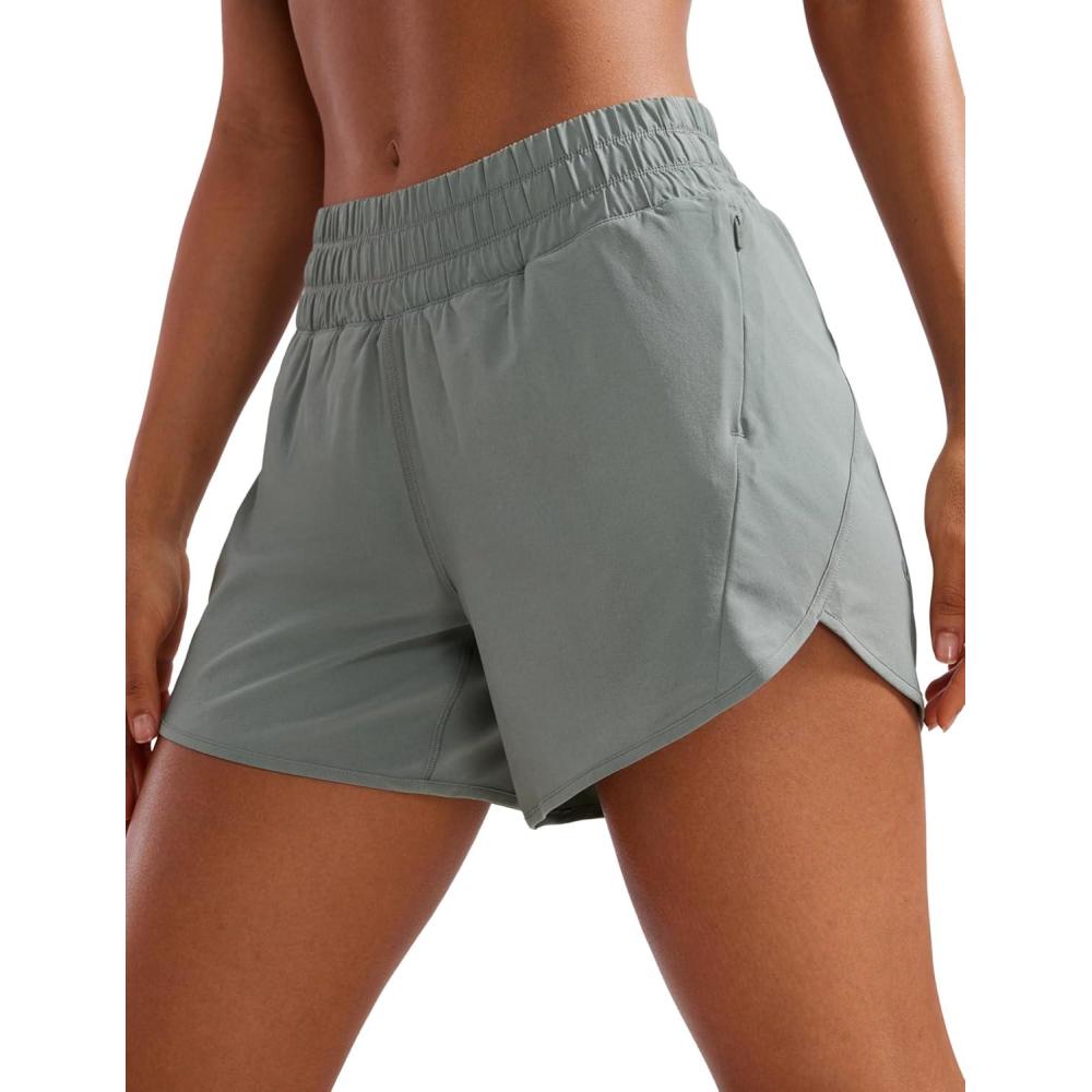 imageCRZ YOGA Dolphin Athletic Shorts for Women 5quot High Waisted Quick Dry for Running Workout Gym Track with Zip PocketSterling