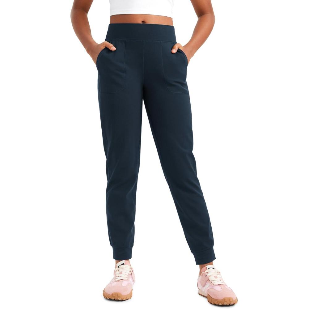 imageCRZ YOGA Girls Butterlift Athletic Joggers Active Running Casual Lounge High Waist Pants with Pockets Kid TeenTwilight Blue