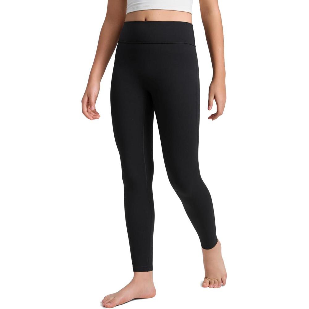 imageCRZ YOGA Girls Butterlift Full Length No Front Seam Yoga Leggings Athletic Sports Casual Pants Tights Kids TeenBlack