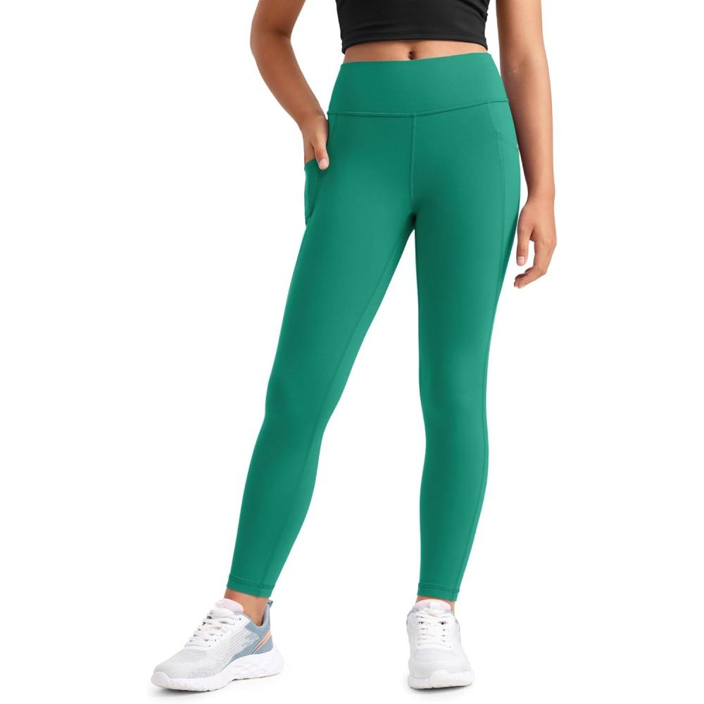 imageCRZ YOGA Girls Butterluxe Yoga Leggings with Pockets Athletic Sports Casual Pants High Waist Tights Kids TeenCascadia Green