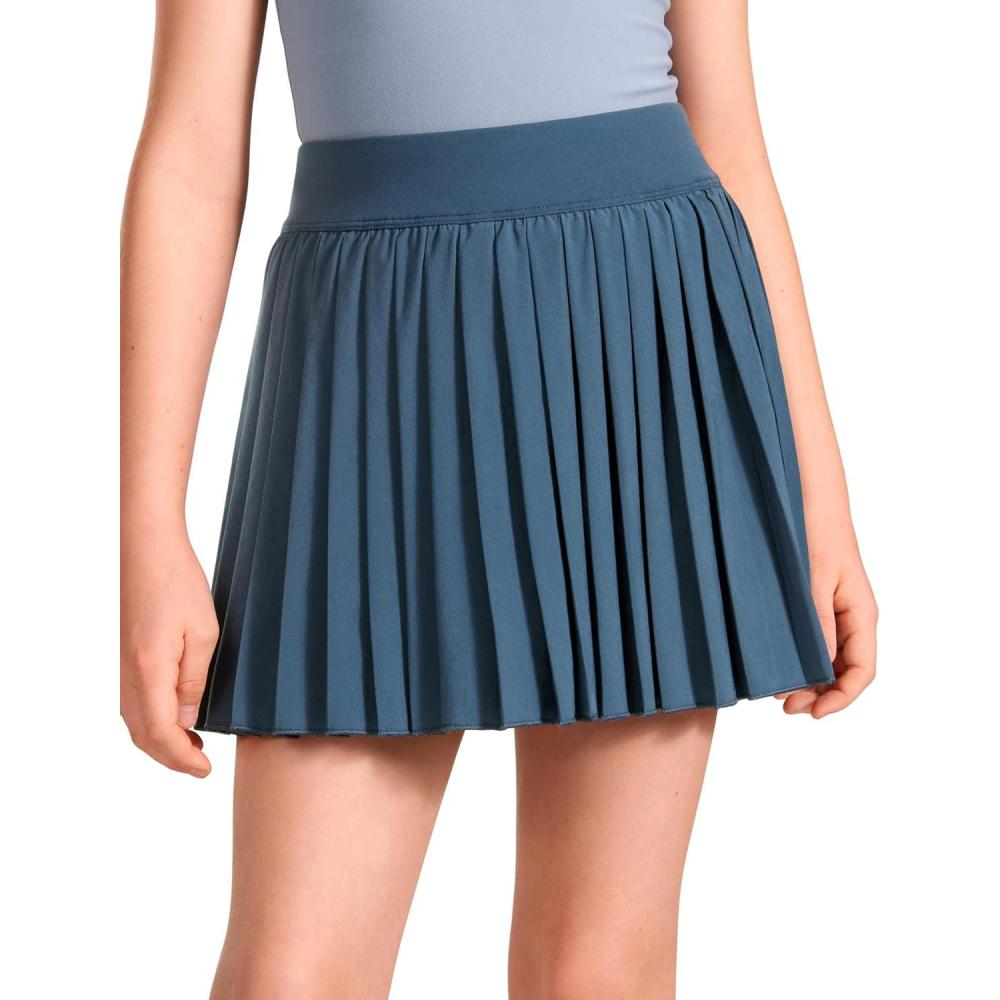 imageCRZ YOGA Girls FeatheryFit Soft Athletic Pleated Skirts Tennis School Casual Skorts with Pockets Liner Kids TeenStelindigo