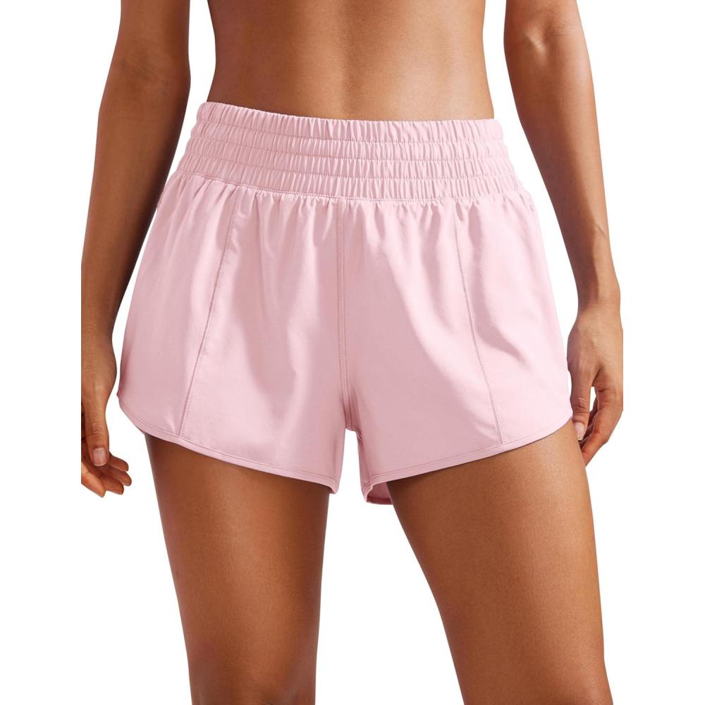 imageCRZ YOGA High Waisted Running Shorts for Women 25quot Mesh Liner Quick Dry for Workout Sport Athletic with Zipper PocketStrawberry Pink