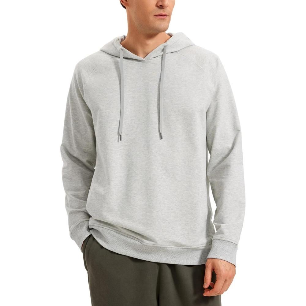 imageCRZ YOGA Hoodies for Men French Terry Hooded Sweatshirts Workout Athletic Casual Pullover Tops with PocketDove Grey Heather