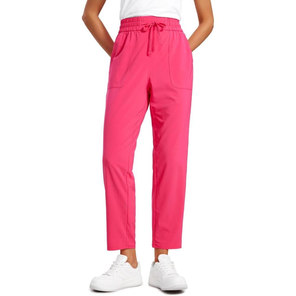 imageCRZ YOGA Lightweight Ankle Pants for Women 78 Casual Lounge Travel Work Trousers with PocketsLip Gloss Pink