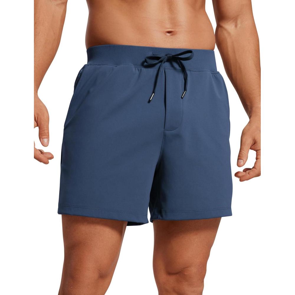imageCRZ YOGA Mens FourWay Stretch Workout Shorts 5 Soft Durable for Casual Athletic with PocketsElectric Blue