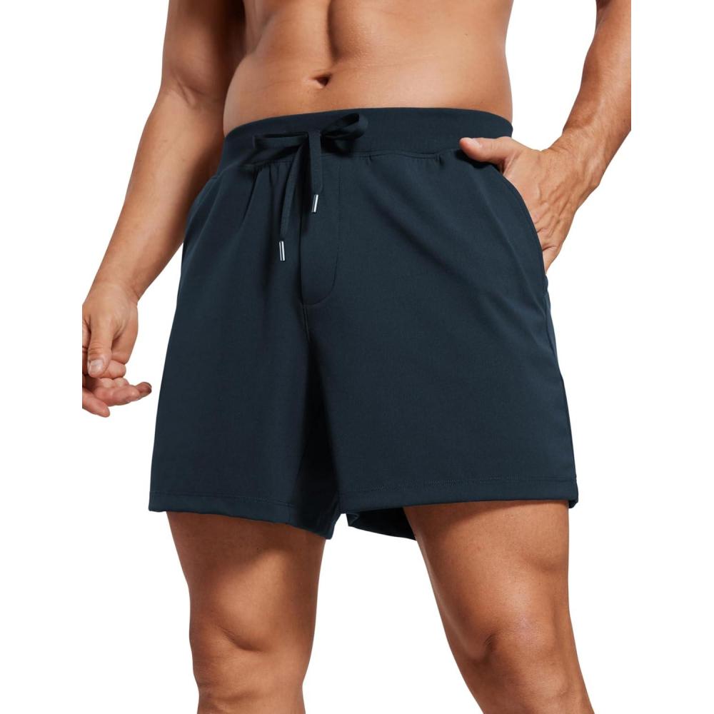 imageCRZ YOGA Mens FourWay Stretch Workout Shorts 5 Soft Durable for Casual Athletic with PocketsTrue Navy
