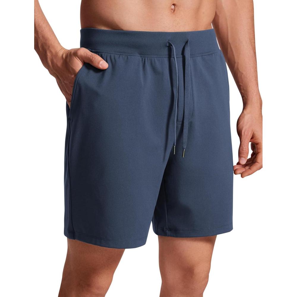 imageCRZ YOGA Mens FourWay Stretch Workout Shorts 7 Soft Durable for Casual Athletic with PocketsElectric Blue
