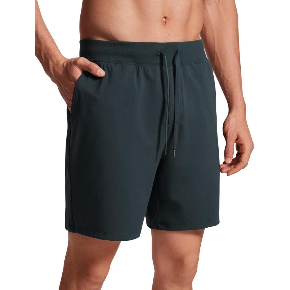 imageCRZ YOGA Mens FourWay Stretch Workout Shorts 7 Soft Durable for Casual Athletic with PocketsMelanite
