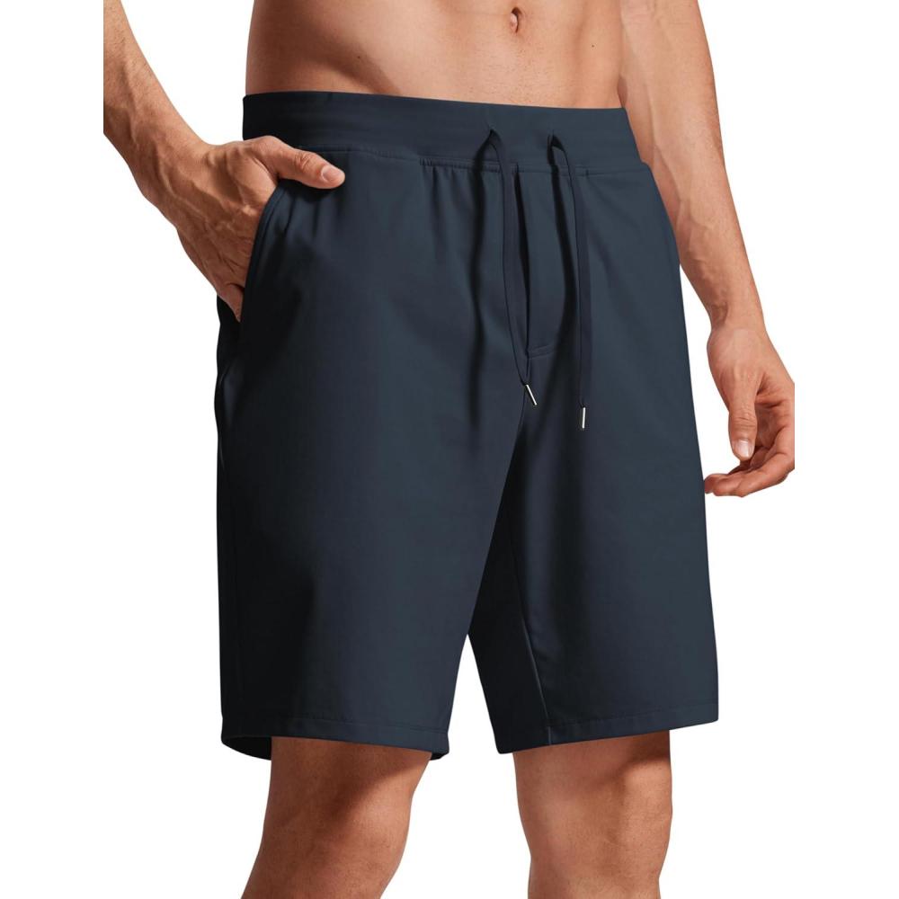 imageCRZ YOGA Mens FourWay Stretch Workout Shorts 9 Linerless Soft Durable for Casual Athletic with PocketsTrue Navy