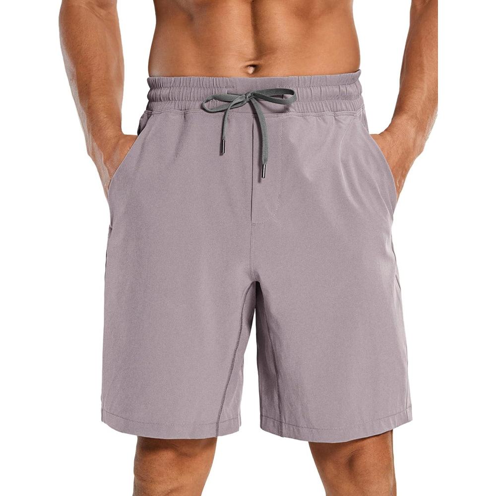 imageCRZ YOGA Mens Linerless Workout Shorts 9 Quick Dry for Running Sports Athletic Gym with PocketsLunar Rock