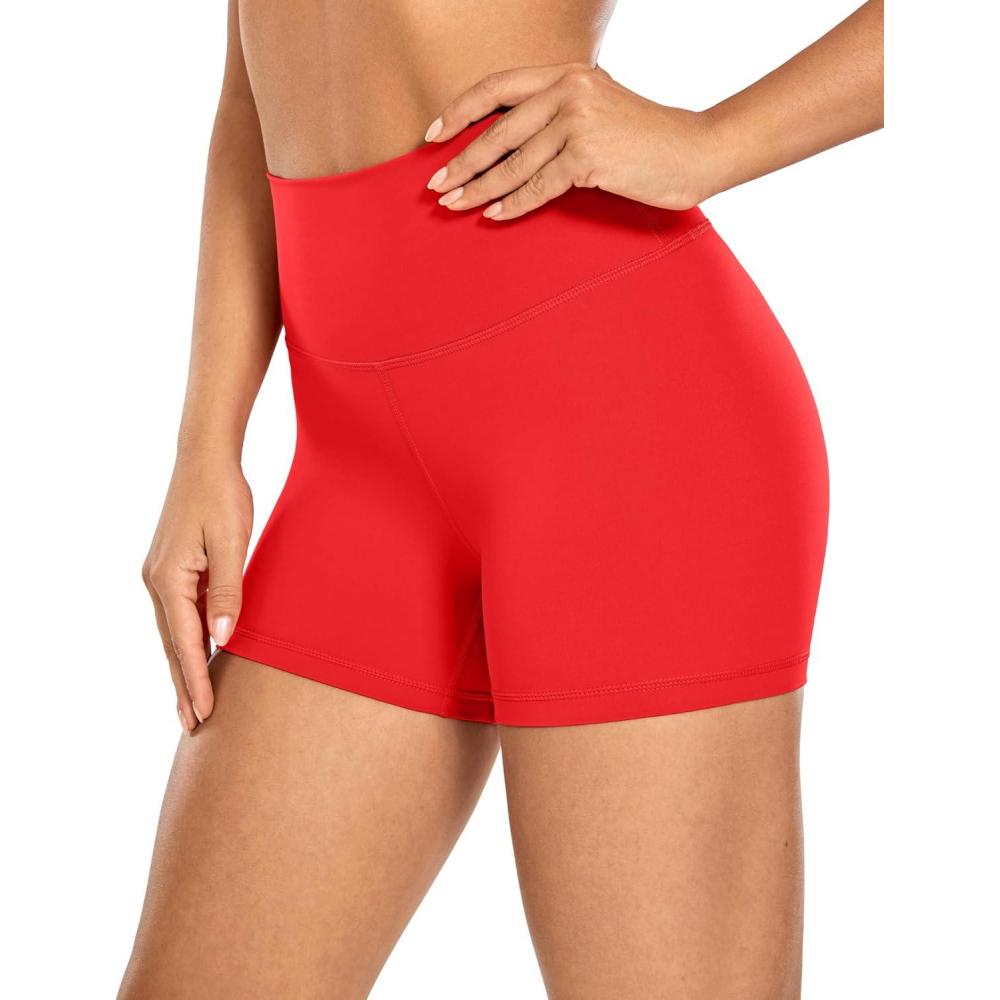 imageCRZ YOGA Naked Feeling Biker Shorts 4 High Waist Yoga Workout Running Gym Spandex WomensDeep Red