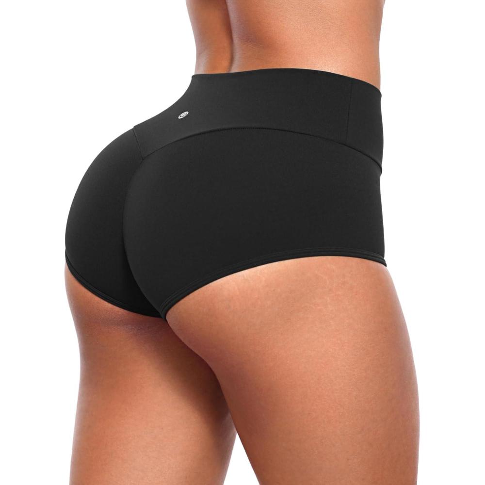 imageCRZ YOGA Secretsculpt Womens Butterlift Scrunch Butt Lifting Booty Shorts High Waisted Yoga Workout Dance Gym AthleticBlack