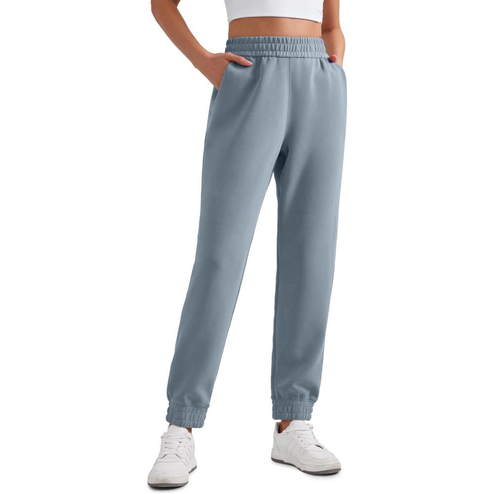 imageCRZ YOGA SoftAura Sweatpants Women Modal Joggers High Waisted Lounge Travel Casual Sweat Pants with Pockets Cinch BottomBelgian Blue