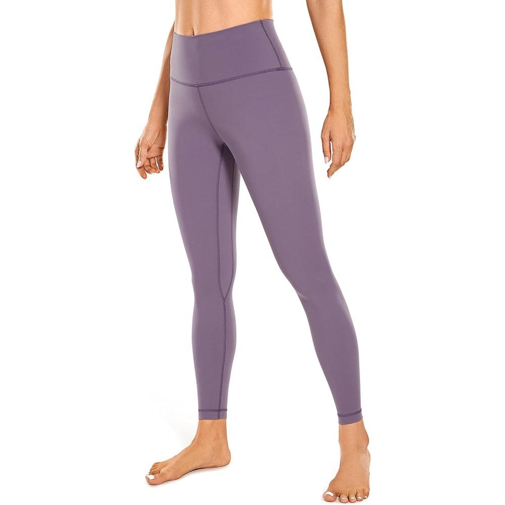imageCRZ YOGA Women Naked Feeling Yoga Pants 25 Inches 78 High Waisted Workout LeggingsMatt Purple