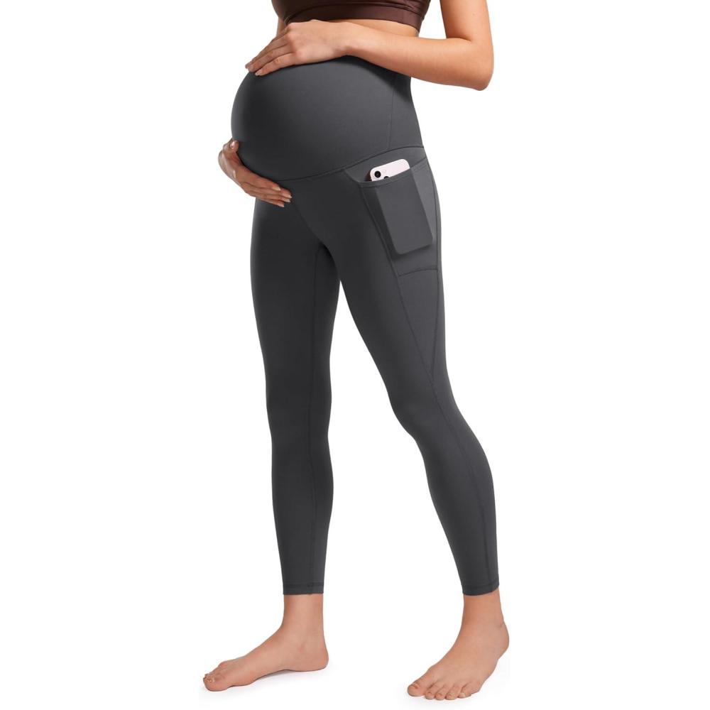 imageCRZ YOGA Womens Butterluxe Maternity Leggings with Pockets Over The Belly 25quot Workout Active Yoga Pregnancy Pants SoftMysterious Grey