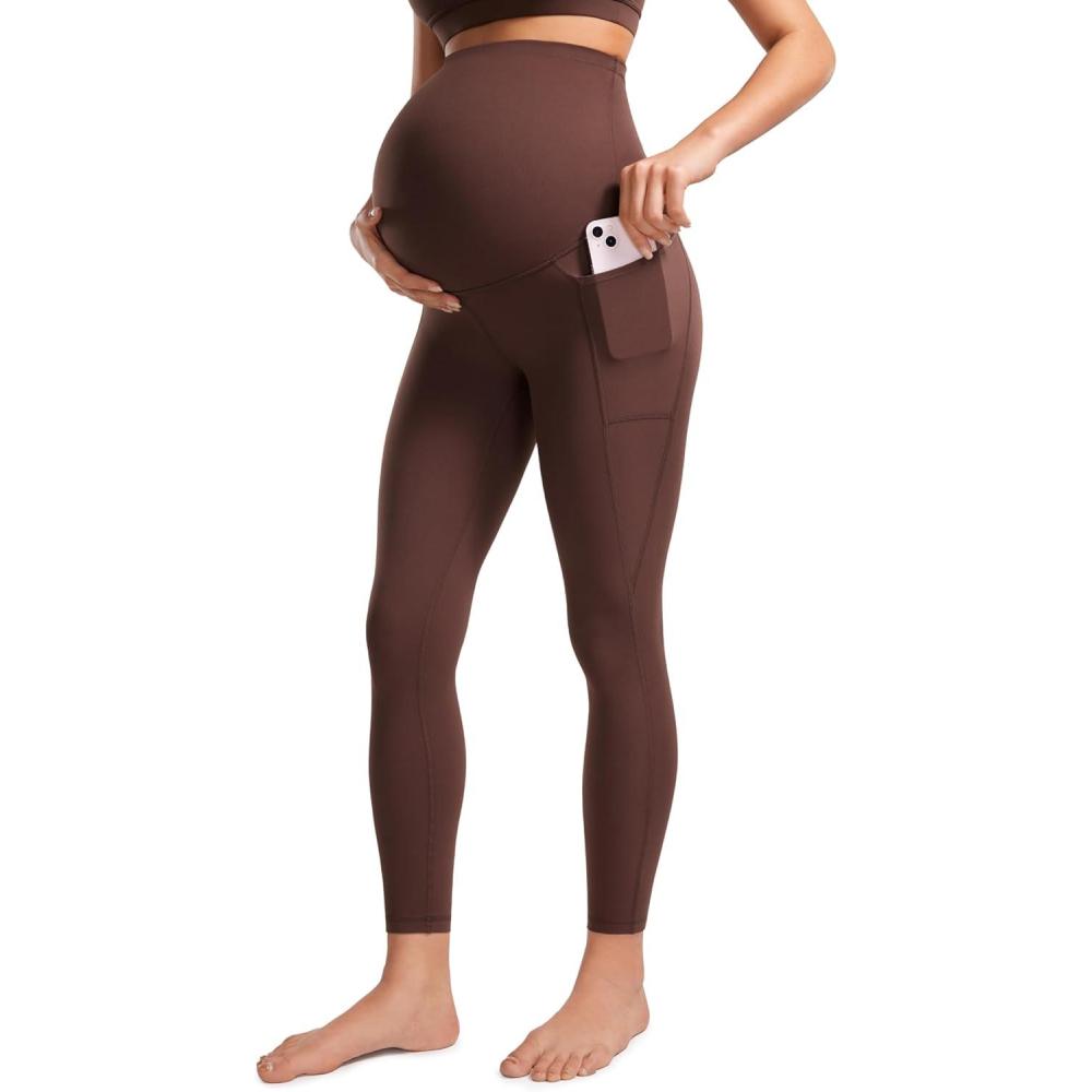 imageCRZ YOGA Womens Butterluxe Maternity Leggings with Pockets Over The Belly 25quot Workout Active Yoga Pregnancy Pants SoftTaupe