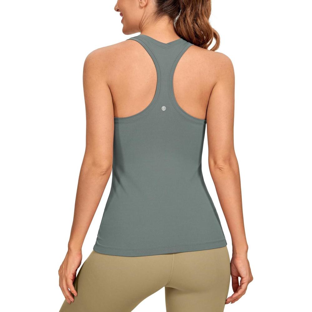 imageCRZ YOGA Womens Butterluxe Yoga Workout Tank Tops Racerback Sleeveless Camisole Athletic Gym ShirtsGrey Sage