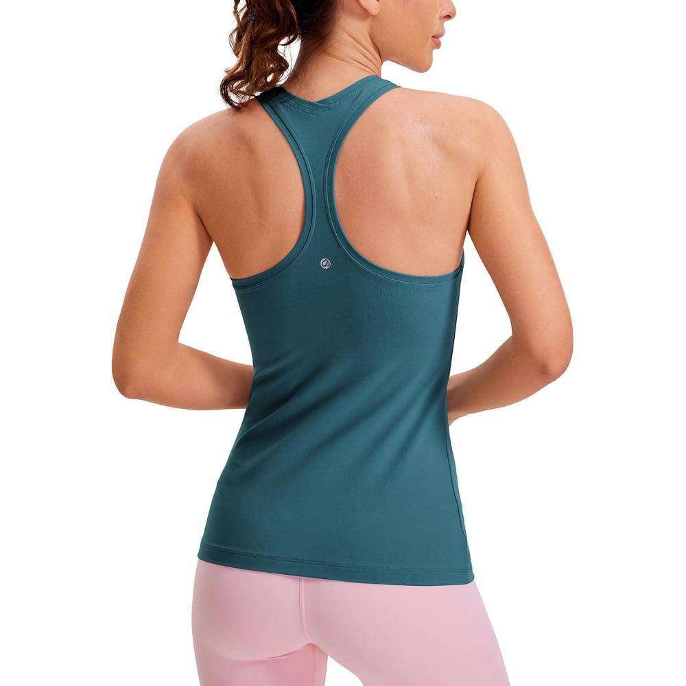 imageCRZ YOGA Womens Butterluxe Yoga Workout Tank Tops Racerback Sleeveless Camisole Athletic Gym ShirtsPetrol Blue