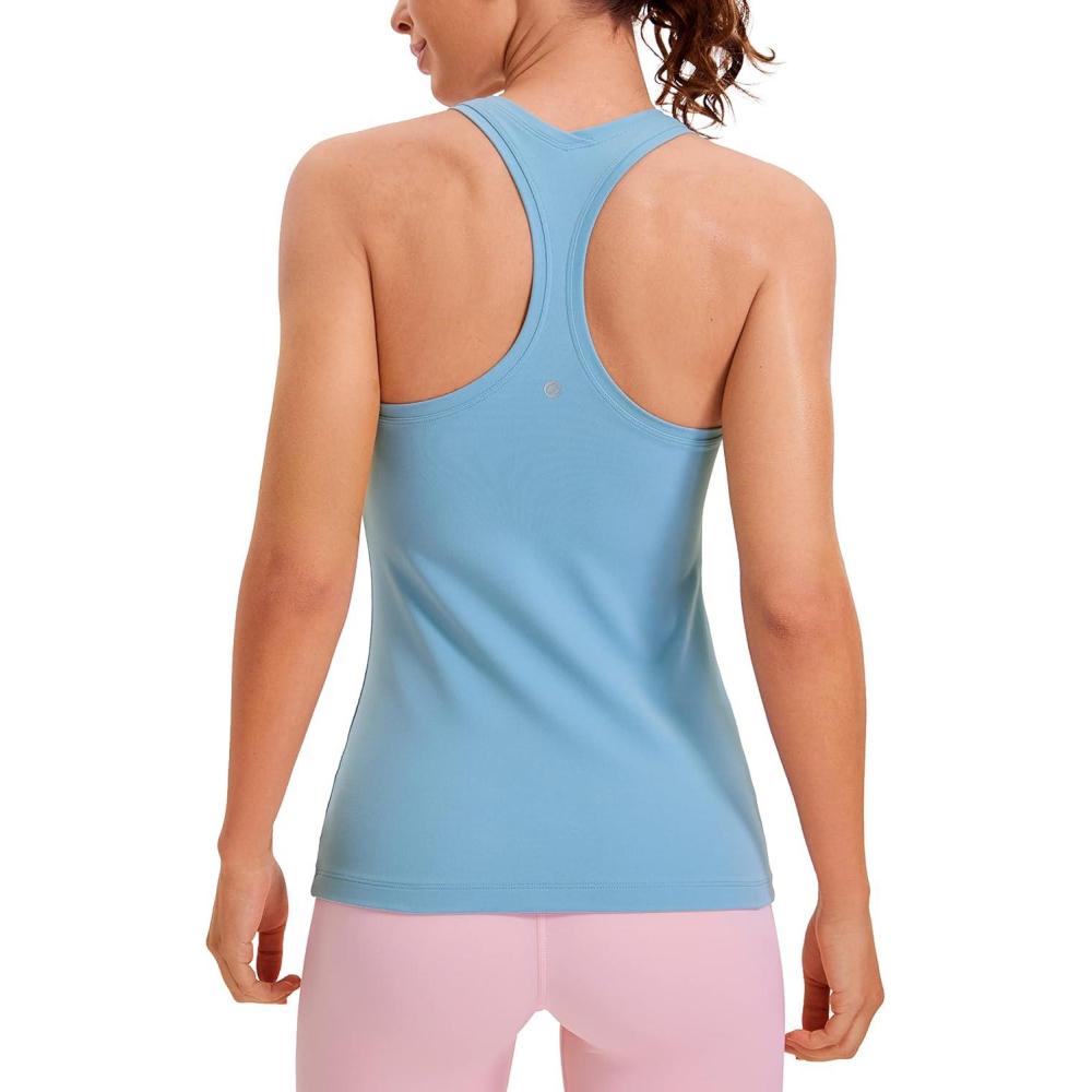 imageCRZ YOGA Womens Butterluxe Yoga Workout Tank Tops Racerback Sleeveless Camisole Athletic Gym ShirtsPure Blue