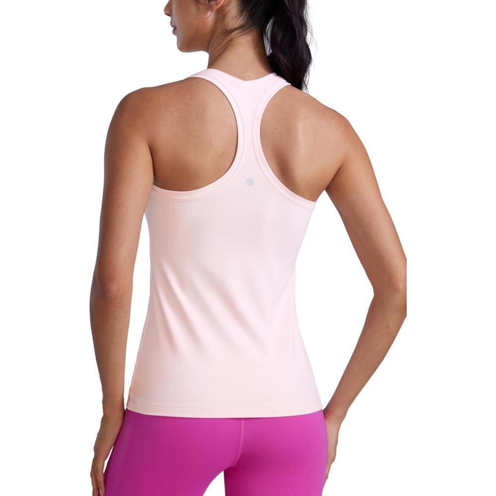 imageCRZ YOGA Womens Butterluxe Yoga Workout Tank Tops Racerback Sleeveless Camisole Athletic Gym ShirtsStrawberry Pink