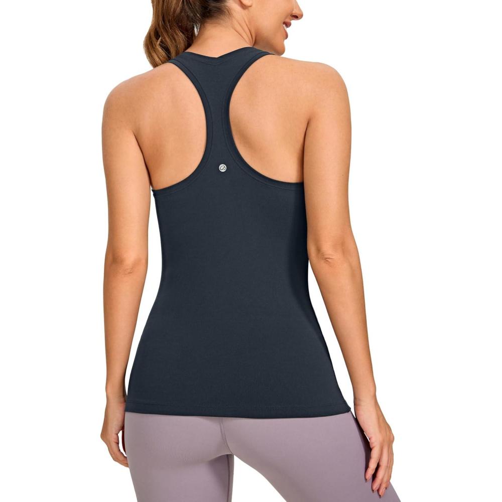 imageCRZ YOGA Womens Butterluxe Yoga Workout Tank Tops Racerback Sleeveless Camisole Athletic Gym ShirtsTrue Navy