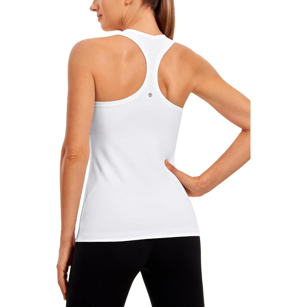 imageCRZ YOGA Womens Butterluxe Yoga Workout Tank Tops Racerback Sleeveless Camisole Athletic Gym ShirtsWhite