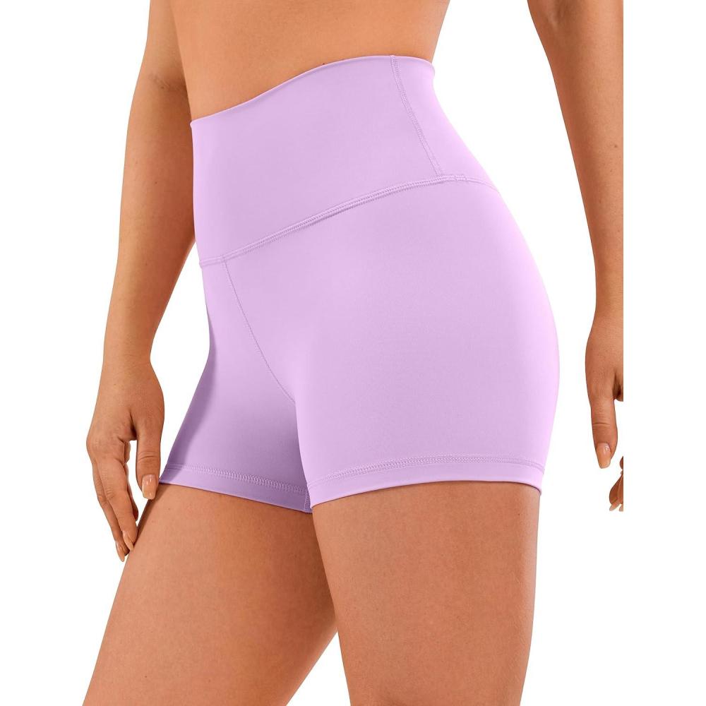 imageCRZ YOGA Womens Naked Feeling Biker Shorts 3 Inches High Waisted Yoga Workout Running SpandexLilac