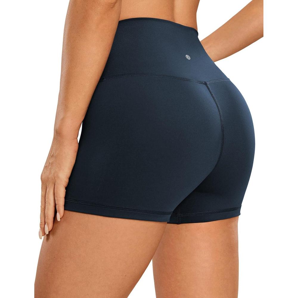 imageCRZ YOGA Womens Naked Feeling Biker Shorts 3 Inches High Waisted Yoga Workout Running SpandexTrue Navy
