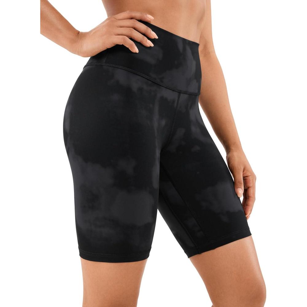 imageCRZ YOGA Womens Naked Feeling Biker Shorts 8 Inches High Waisted Yoga Workout Gym Running SpandexBlack Tie Dye Flowers
