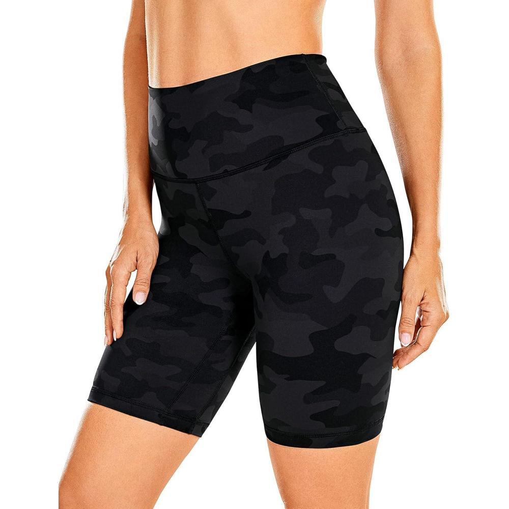 imageCRZ YOGA Womens Naked Feeling Biker Shorts 8 Inches High Waisted Yoga Workout Gym Running SpandexDark Grey Camouflage