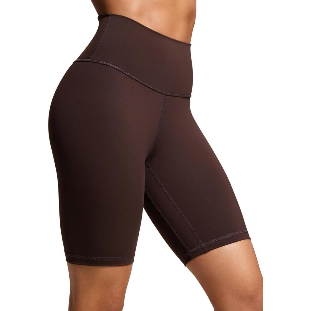 imageCRZ YOGA Womens Naked Feeling Biker Shorts 8 Inches High Waisted Yoga Workout Gym Running SpandexHot Fudge Brown
