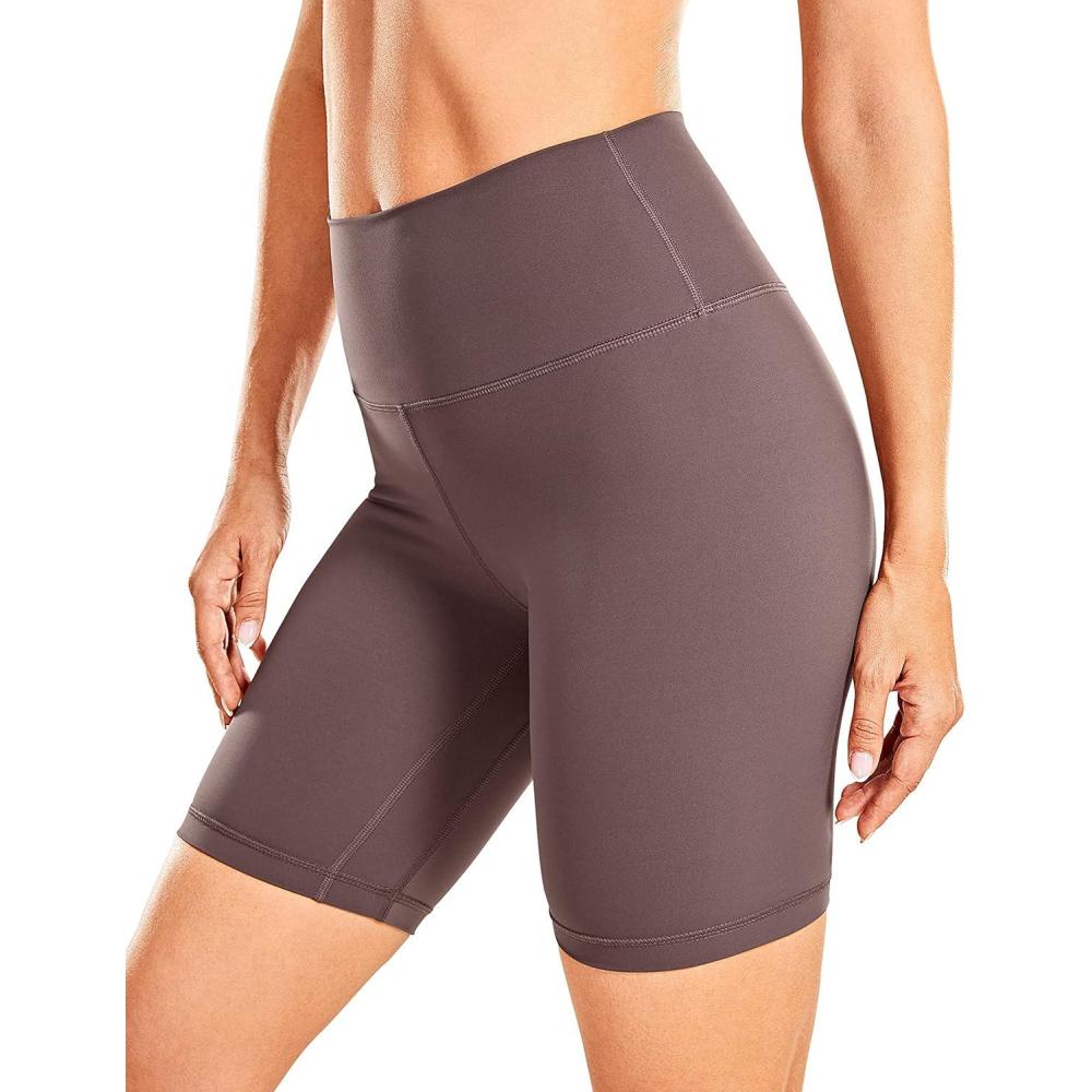 imageCRZ YOGA Womens Naked Feeling Biker Shorts 8 Inches High Waisted Yoga Workout Gym Running SpandexPurple Taupe