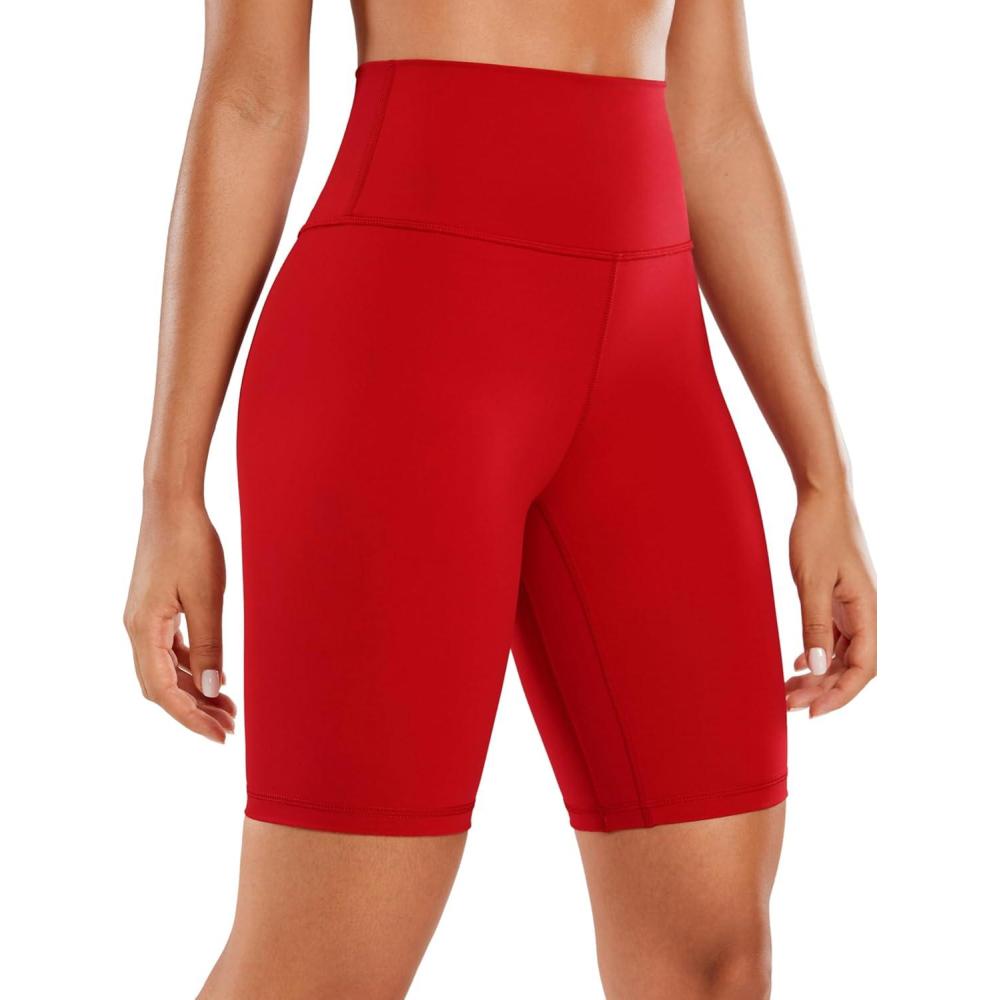 imageCRZ YOGA Womens Naked Feeling Biker Shorts 8 Inches High Waisted Yoga Workout Gym Running SpandexRed Chili