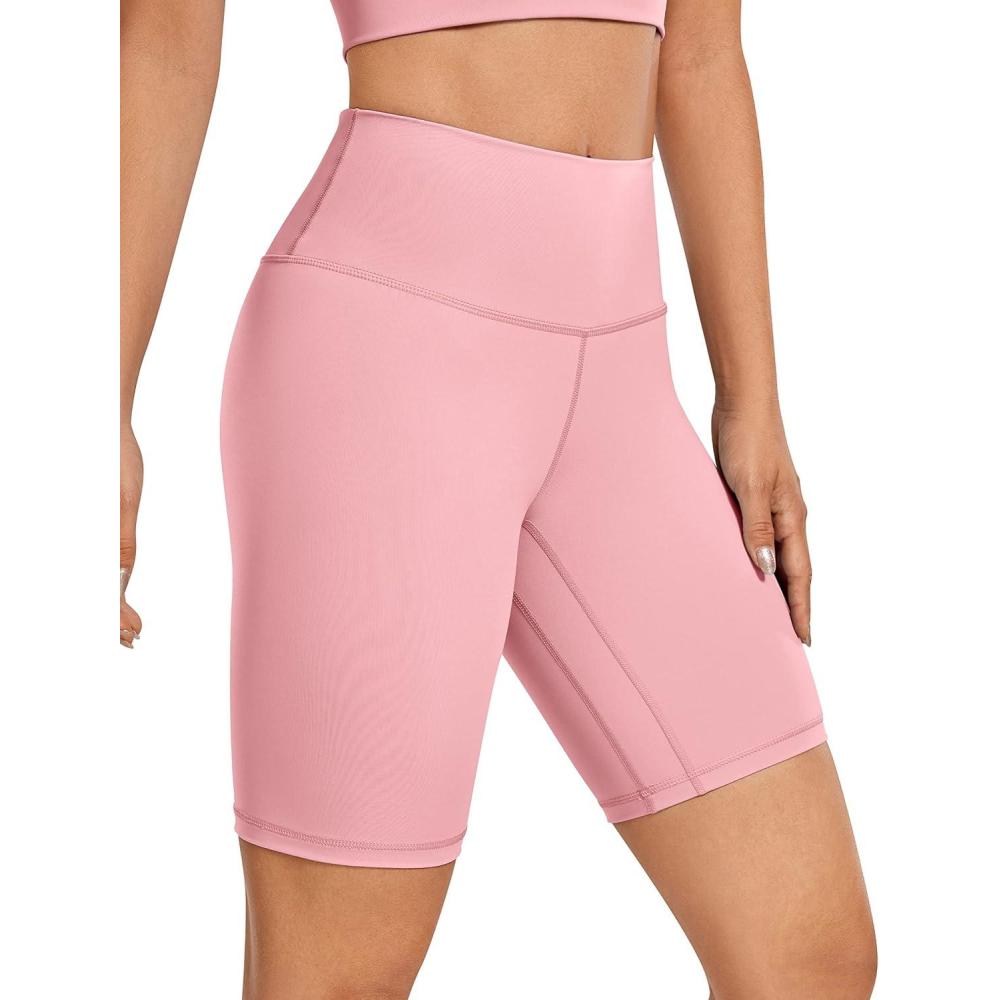 imageCRZ YOGA Womens Naked Feeling Biker Shorts 8 Inches High Waisted Yoga Workout Gym Running SpandexThe Heartbeat Pink