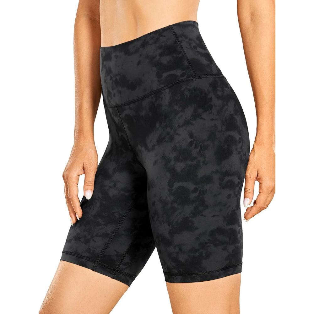 imageCRZ YOGA Womens Naked Feeling Biker Shorts 8 Inches High Waisted Yoga Workout Gym Running SpandexTie Dye Smoke Ink