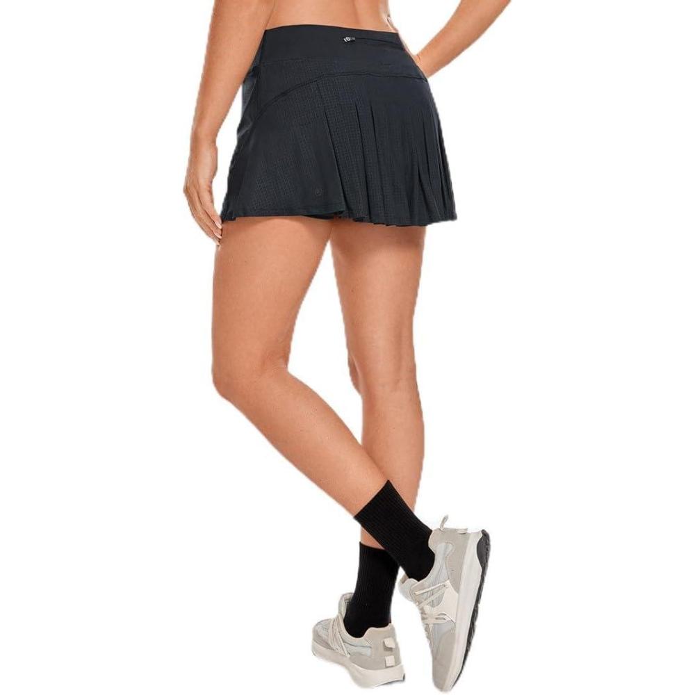 imageCRZ YOGA Womens Quick Dry Pleated Tennis Skirts Mid Waisted Cute Athletic Workout Running Sports Golf Skorts VolleyballBlack Jacquard