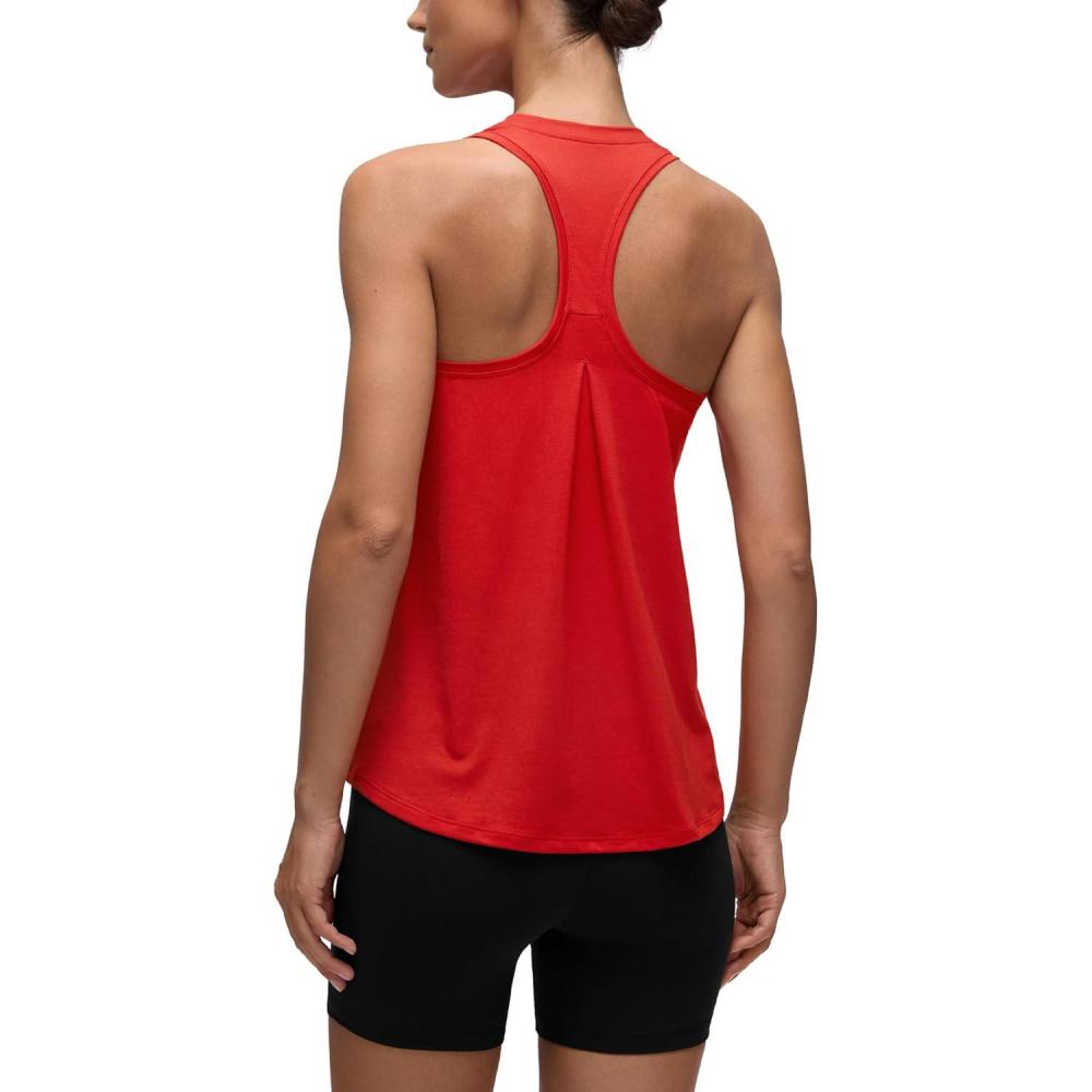 imageCRZ YOGA Womens Racerback Yoga Tank Tops High Crewneck Soft Casual Workout Sleeveless Flowy ShirtsDeep Red