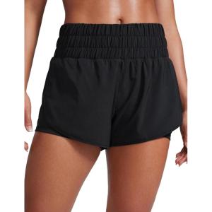 CRZ YOGA 2 in 1 Split Running Shorts for Women 3″ – High Waisted Workout Athletic Gym Tennis with Pocket(Black)