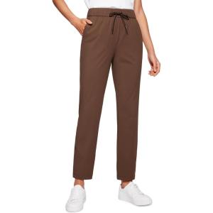 CRZ YOGA 4-Way Stretch Ankle Golf Pants for Women 27″ – Casual Dress Work 7/8 Sweatpants with Pockets(Coffee Brown)