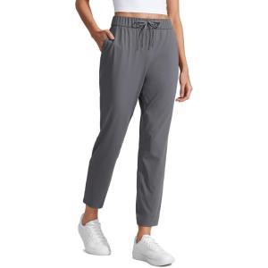 CRZ YOGA 4-Way Stretch Ankle Golf Pants for Women 27″ – Casual Dress Work 7/8 Sweatpants with Pockets(Dark Carbon)