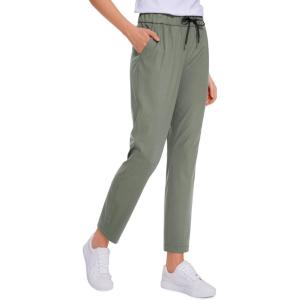 CRZ YOGA 4-Way Stretch Ankle Golf Pants for Women 27″ – Casual Dress Work 7/8 Sweatpants with Pockets(Grey Sage)