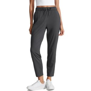 CRZ YOGA 4-Way Stretch Ankle Golf Pants for Women 27″ – Casual Dress Work 7/8 Sweatpants with Pockets(Ink Gray)