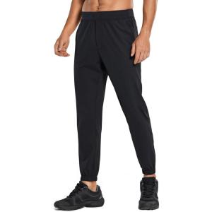 CRZ YOGA 4-Way Stretch Athletic Joggers for Men 28″ – Track Golf Gym Workout Hiking Pants with Pockets(Black)